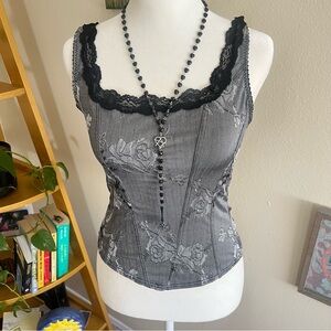 goth floral corset 🩶